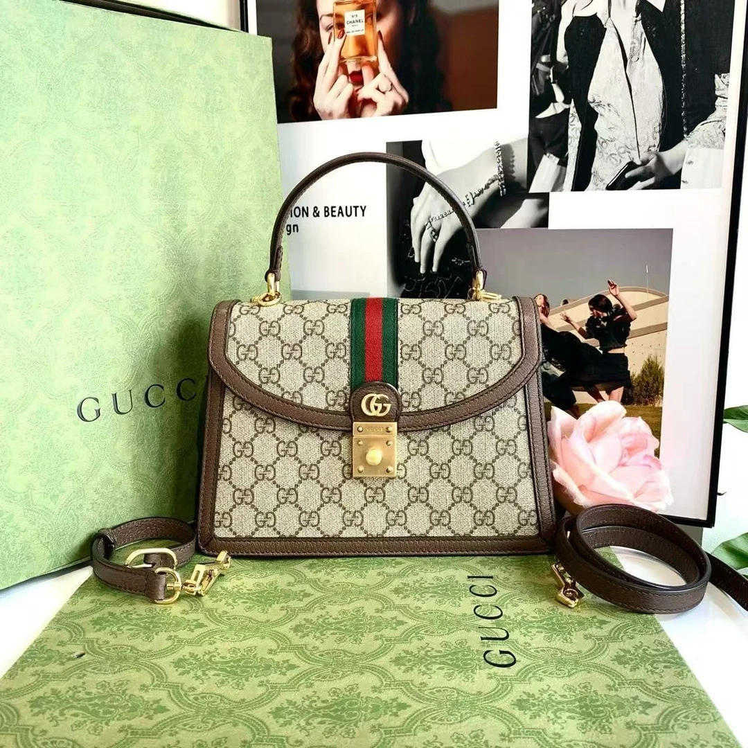 99新 GUCCI/古驰 老花Ophidia中号邮差包99新z/1458