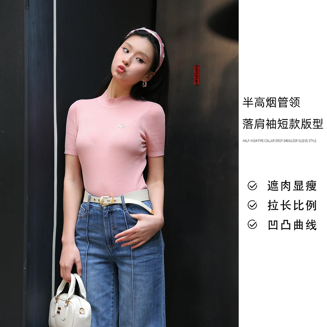 GIRDEAR/哥弟冬季爆款新款洋气小众贴花质感显瘦针织上衣1399715