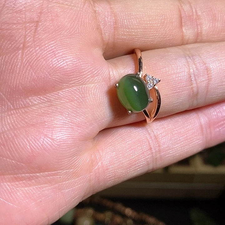 【闪购商品】银S925镶嵌戒指和田玉（碧玉）