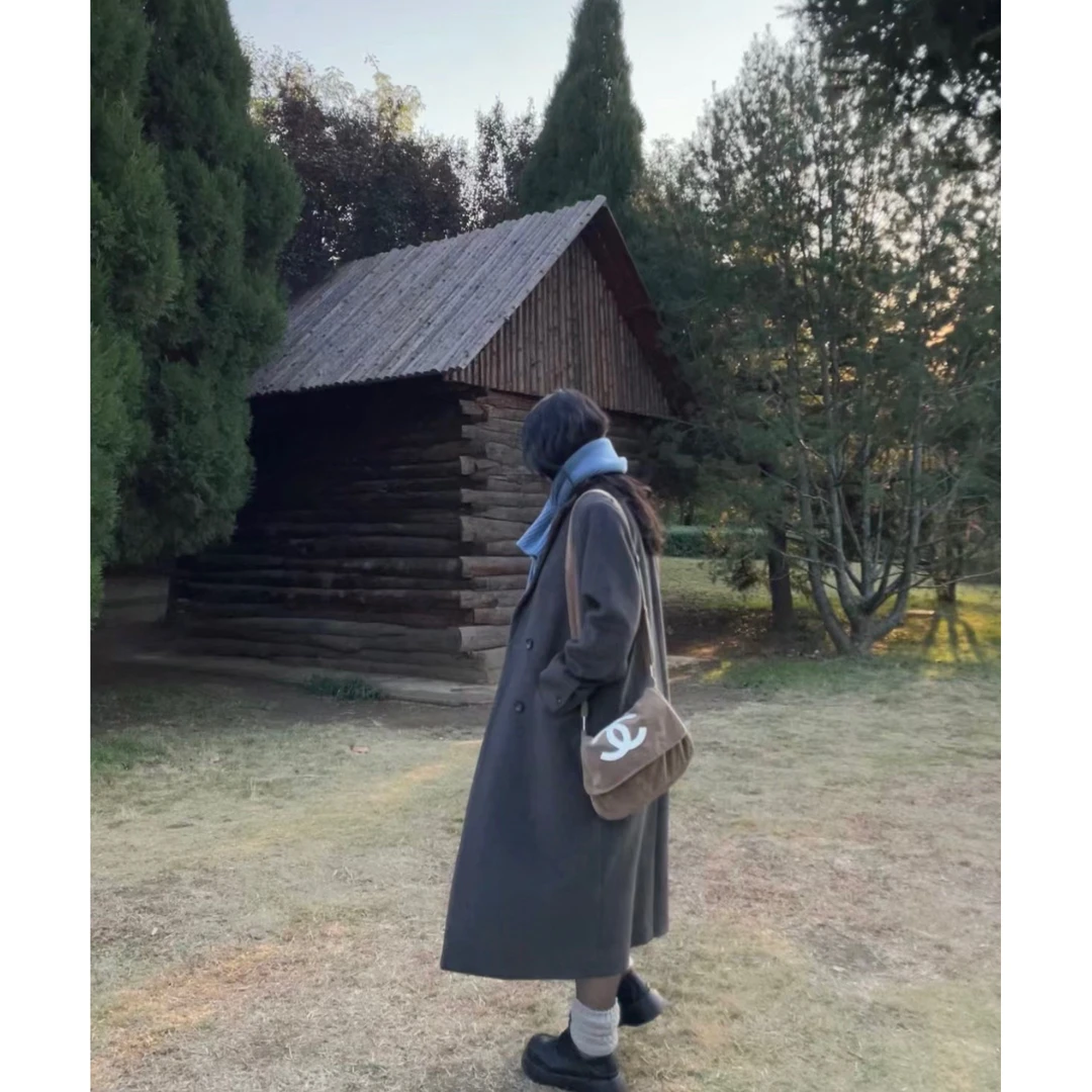 2024时尚秋冬新款韩版大衣直筒加棉加厚羊毛呢百搭外套