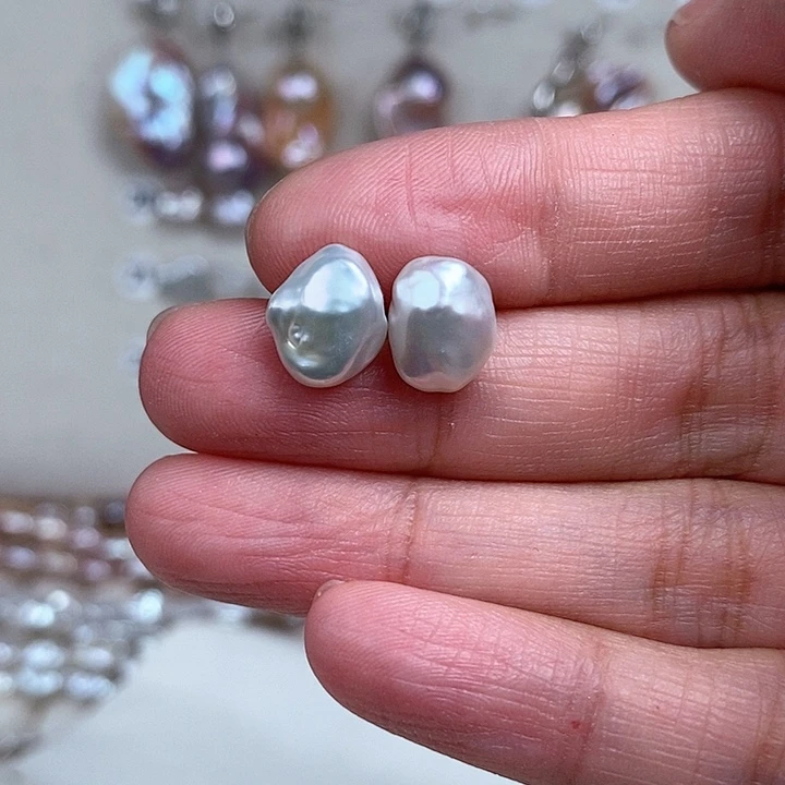 淡水珍珠耳饰银S925镶嵌花**物