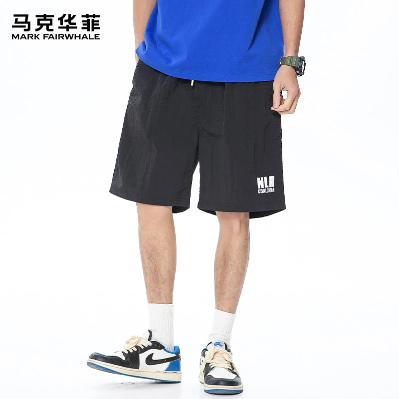 马克华菲冰丝速干休闲短裤男士夏季薄款宽松外穿美式运动五分裤子