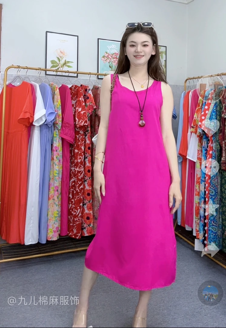 九儿绵绸背心宽松舒服透气背心连衣裙