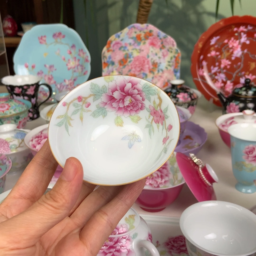 陶景德镇牡丹花内绘手工手绘