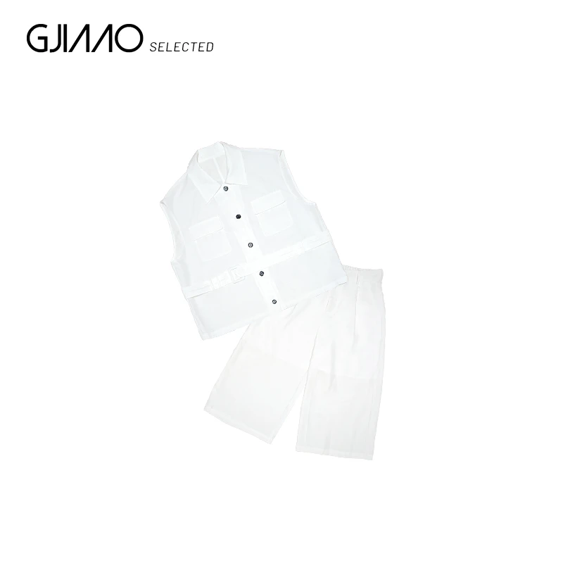 25386 双口袋马甲阔腿裤套装