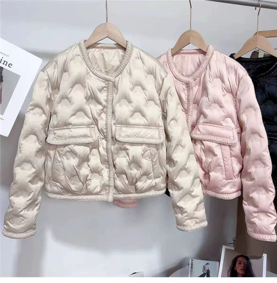 气质小香风轻薄加厚棉服外套女短款2025冬季新款小个子圆领棉服