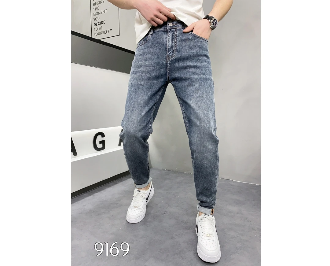 【超柔弹力水洗牛仔裤】春季新款时尚小直筒简约小清新长裤-9169