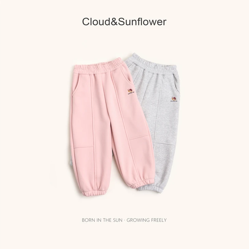 【云朵小葵】女童冬季新款年款竖条小蜗牛洋气百搭休闲束脚裤662300