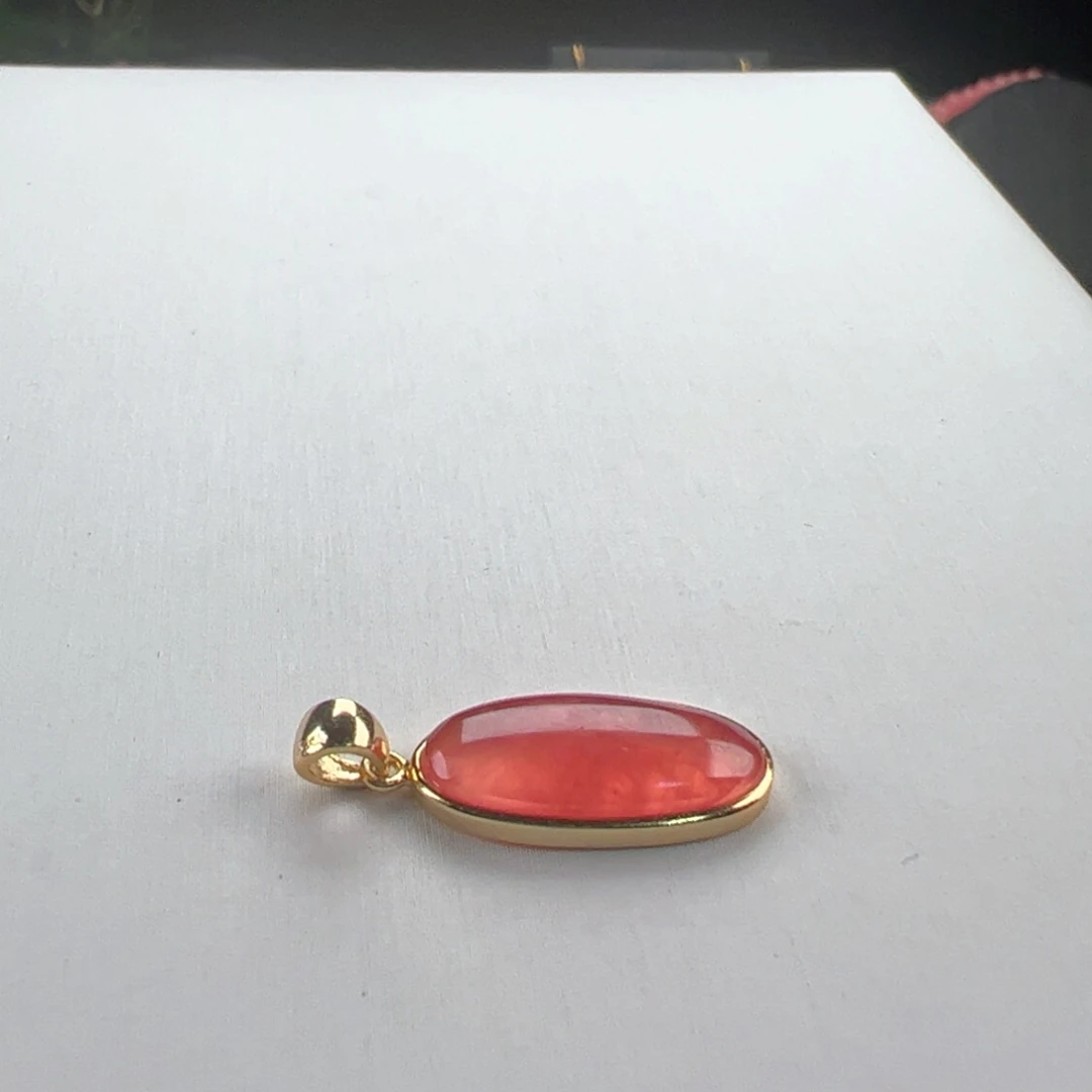 菱锰矿（红纹石）银S925镶嵌吊坠(赠链)人****欢