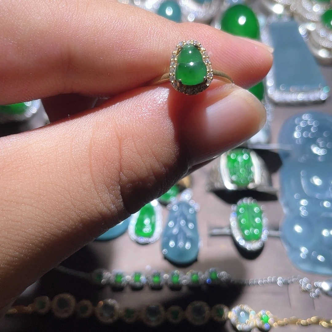 翡翠戒指银S925镶嵌