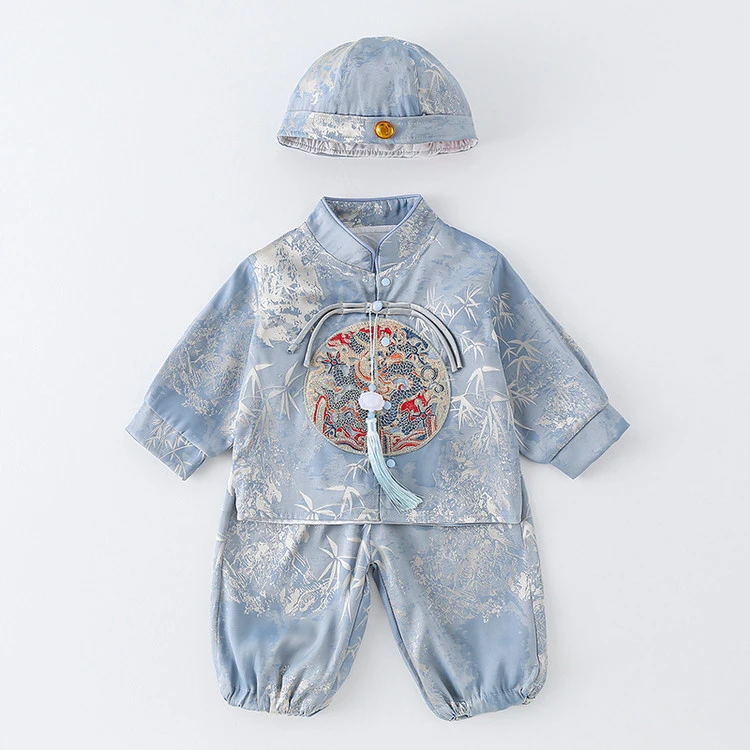 婴幼儿春秋分体套装中国风两件套宝宝周岁礼服中式满月百天衣服男