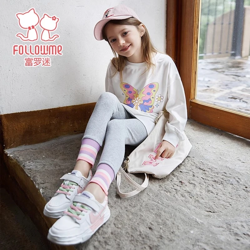 富罗迷女童套装儿童装春季亲肤柔软长款T恤打底裤两件套F4A9331T