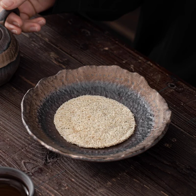 粗陶壶承干泡台紫砂壶养壶垫储水式茶壶底座复古鎏金壶托茶具