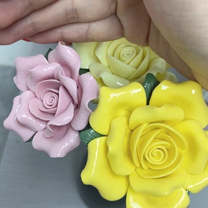 摆件手工制作陶瓷花