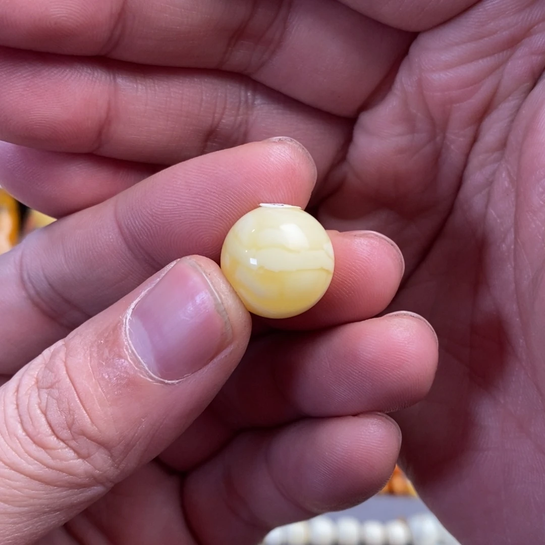 琥珀未镶嵌裸石虎皮纹一线天16.3mm