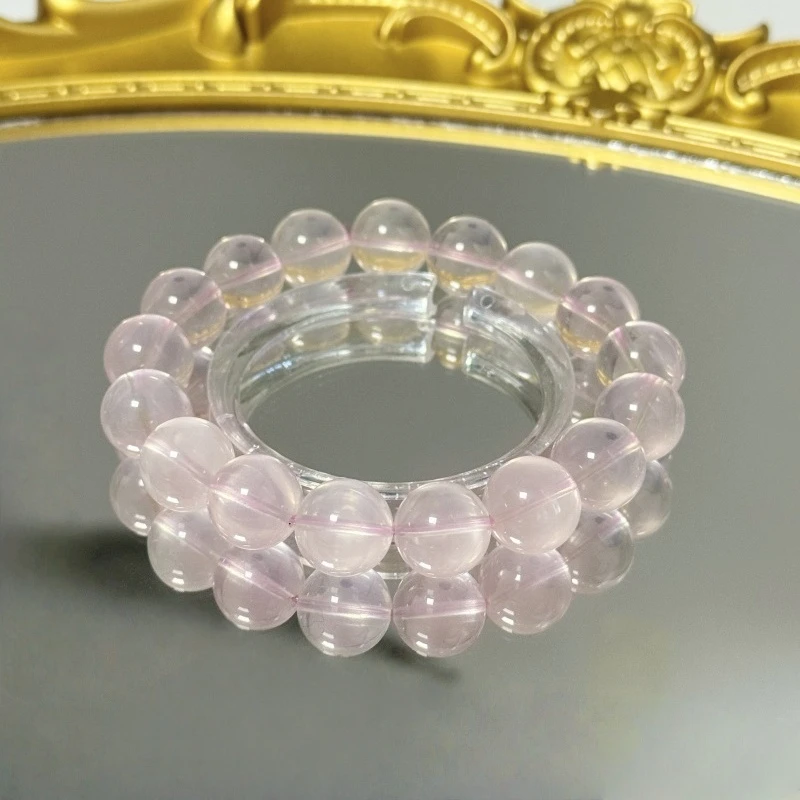 天然莫桑比克粉水晶素串11mm