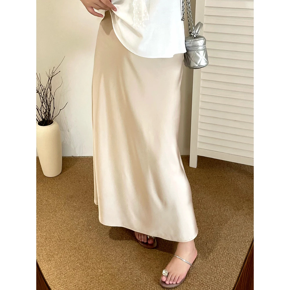 大码醋酸缎面半身裙女鱼尾裙2025夏胖mm高级感包臀裙a字裙NQ1236