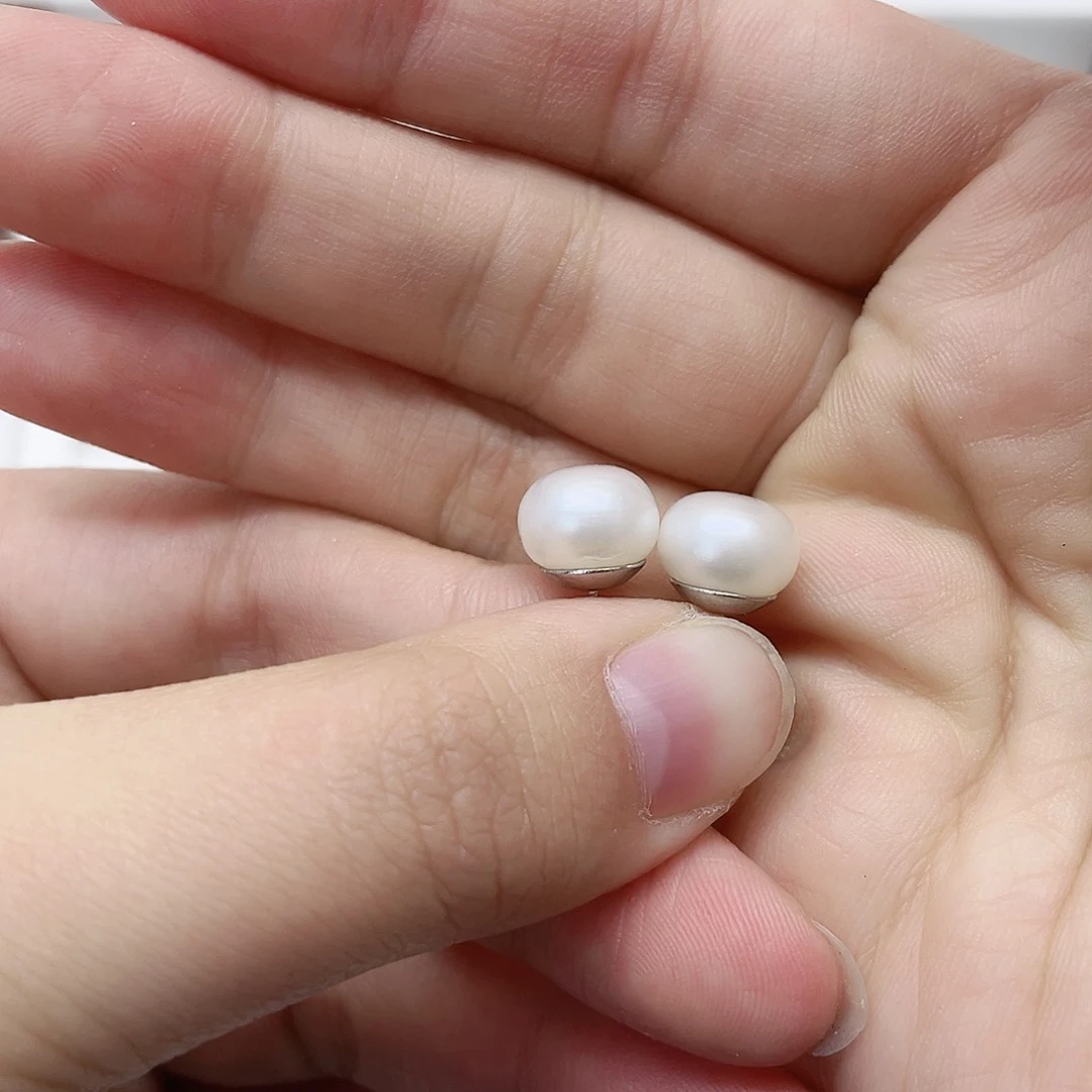 淡水珍珠耳饰银S925镶嵌@*赵