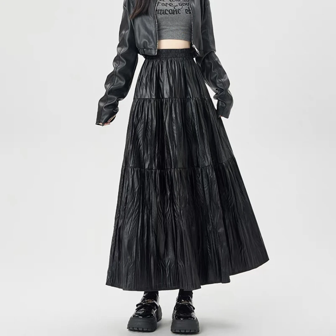 3665#新款时尚女装半身皮裙