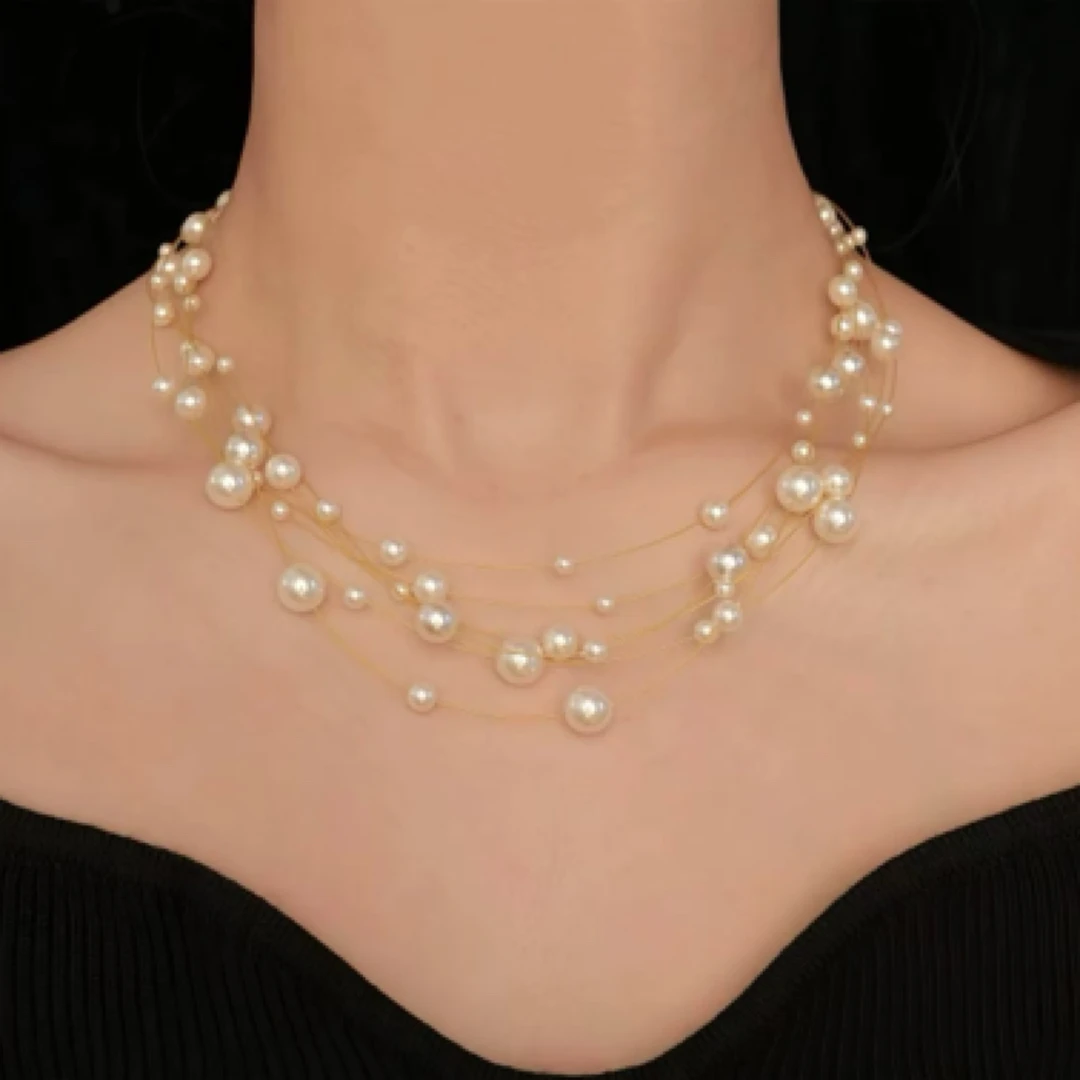 铜合金项链 【古米】1/96施家珠日韩小众白色少女风项链长款颈链