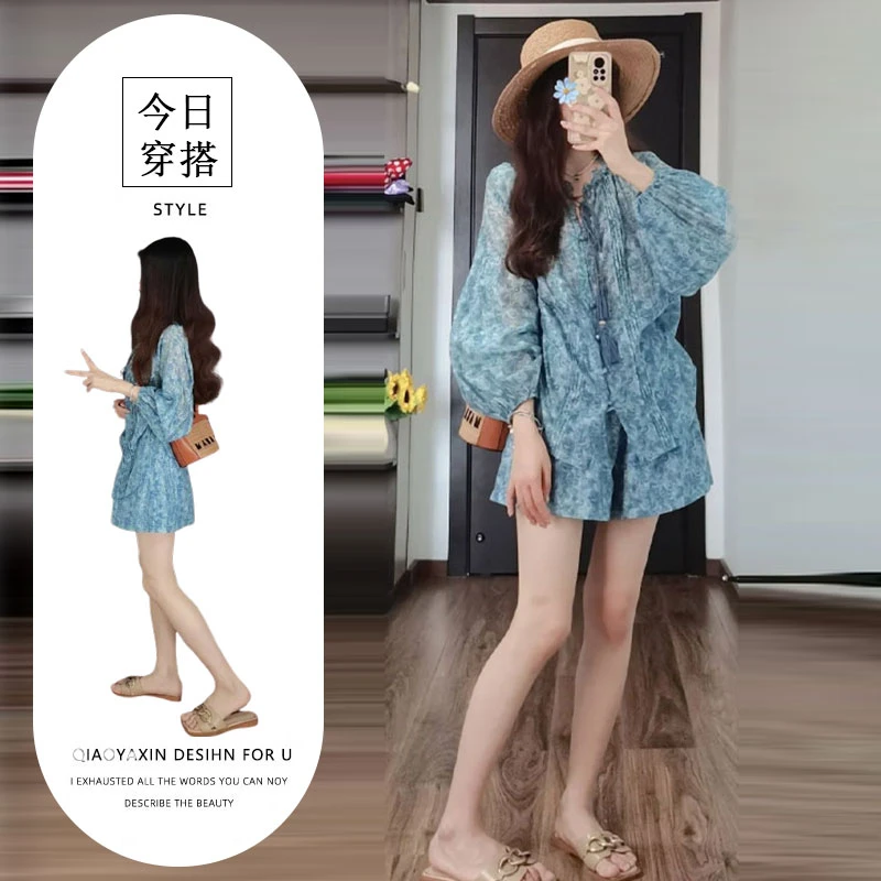 2025今年流行碎花衬衫女早夏设计感小众上衣宽松洋气独特别致套装