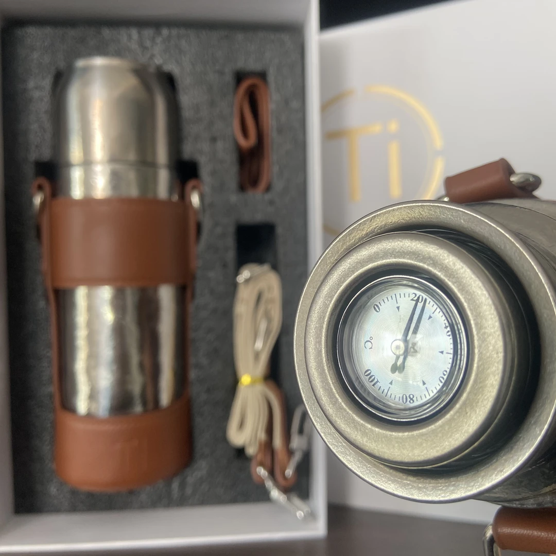 【车载秒开】机械磁吸纯钛手工锤纹保温双盖水杯旅行户外便携轻量