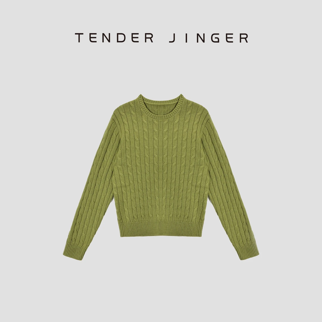 Tender Jinger｜线下专供 圆领绞花慵懒感针织上衣T54BBS50157