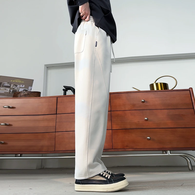 颖哥粗支斜纹重磅休闲裤卫裤男生香蕉裤子宽松直筒阔腿弯刀运动裤