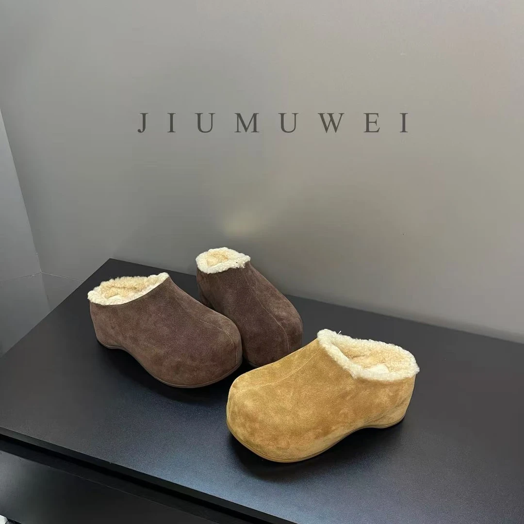 JIUMUWEI 秋季时尚松糕底穆勒鞋 鞋拖 5180 319-2 （绒里）