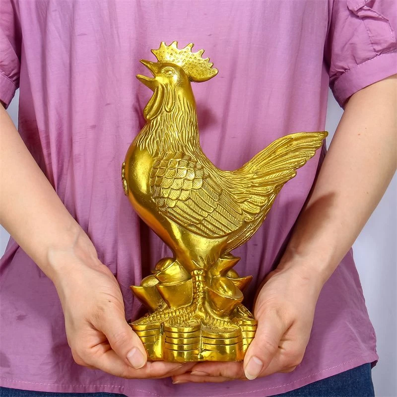 黄铜公鸡摆件铜元宝福鸡大号生肖鸡家居客厅卧室桌面工艺装饰礼品