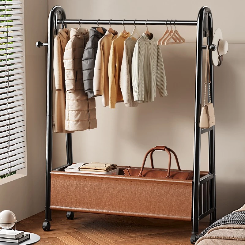 挂衣架落地卧室家用可移动衣服收纳架室内轻奢晾衣架多功能衣帽架