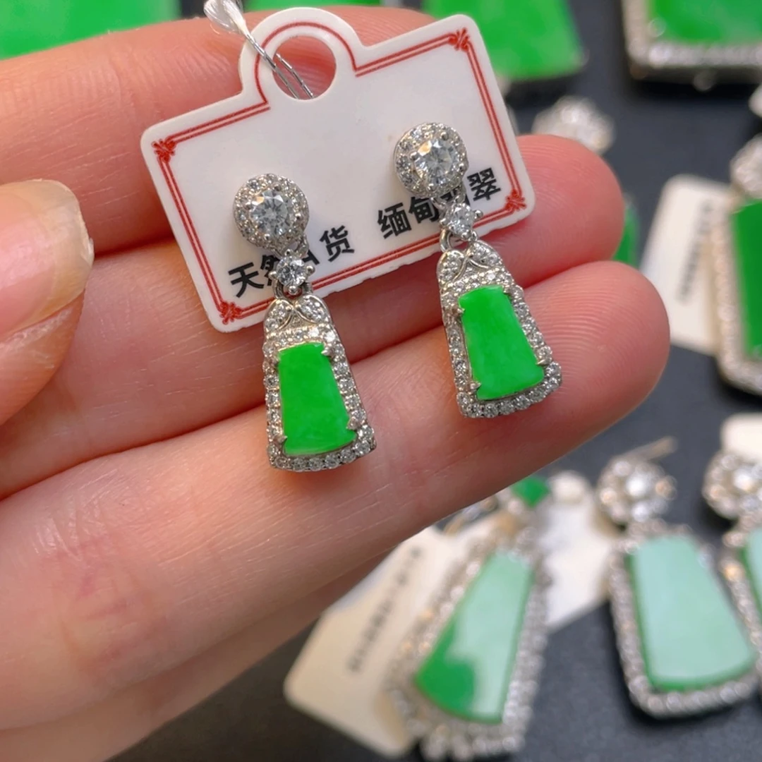 翡翠银S925镶嵌吊坠(不含链)耳坠