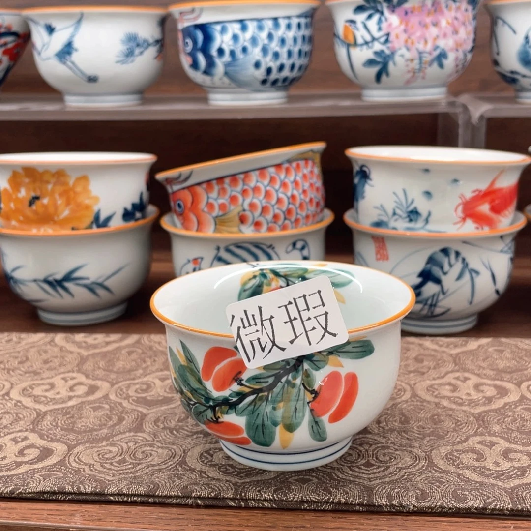 釉下手绘茶具微瑕