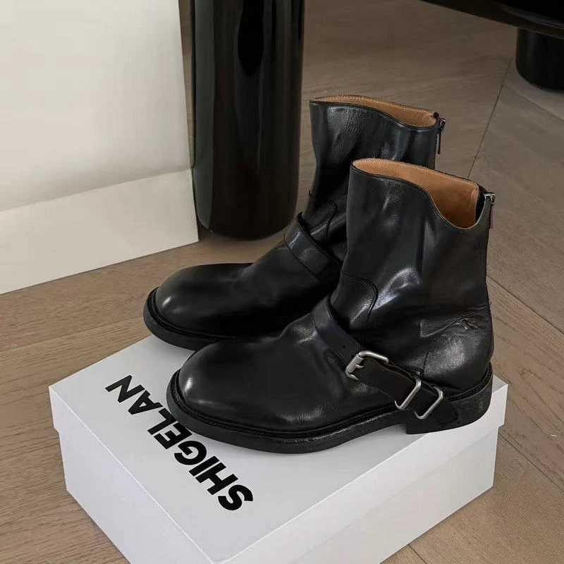 诗歌兰2025新款厚底真皮增高切尔西靴休闲百搭马丁靴短靴23316-2