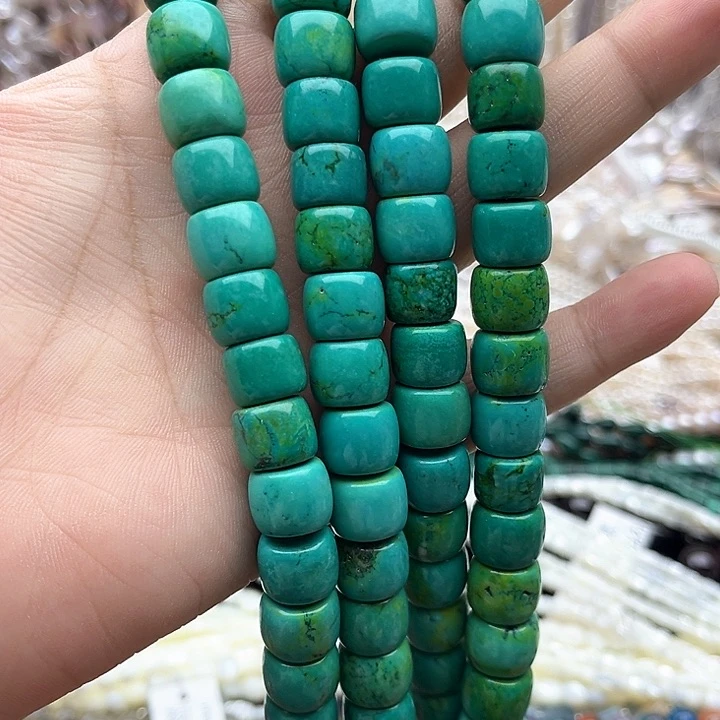 未镶嵌玛瑙/玉髓珠宝半成品一条12mm左右菜籽绿老型珠