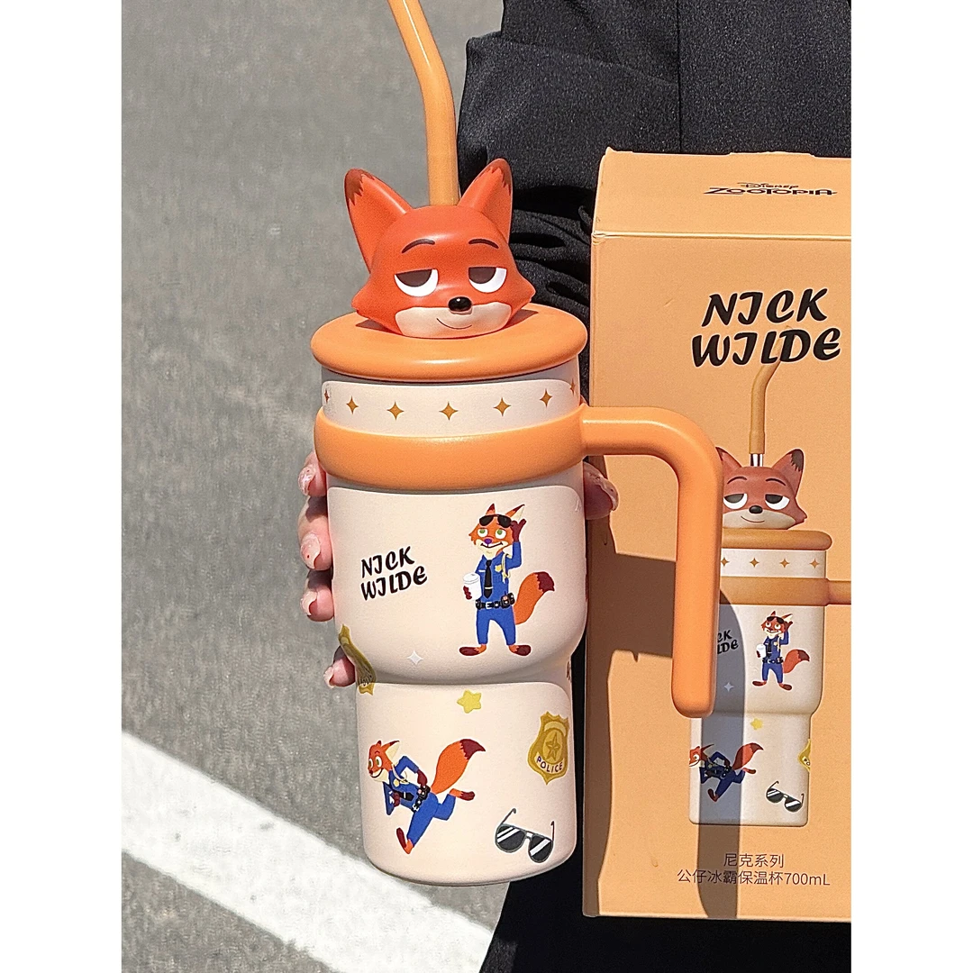 疯狂动物城尼克狐保温杯男女生大容量巨无霸吸管水杯桌面冰霸杯子