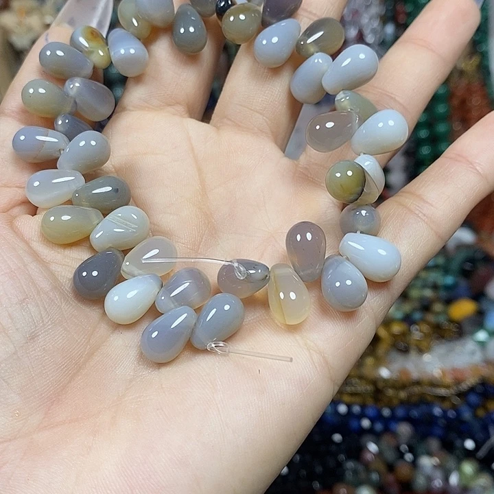 玛瑙/玉髓未镶嵌珠宝半成品玛瑙水滴卡8*8mm