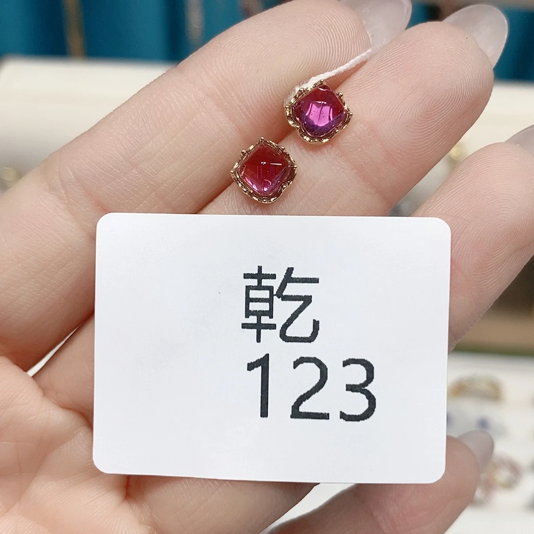 石榴石耳饰银S925镶嵌乾123