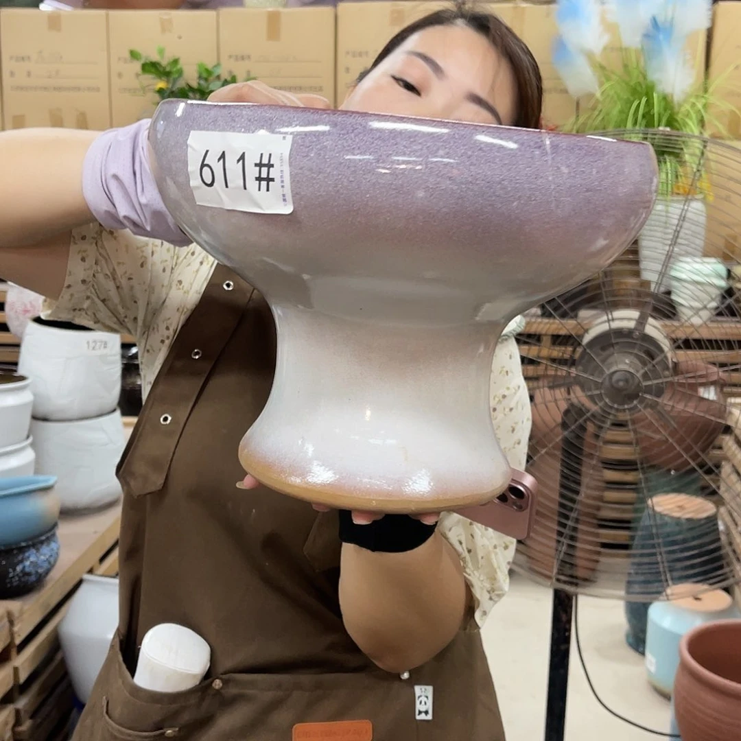 紫砂花盆高度23口径30厘米