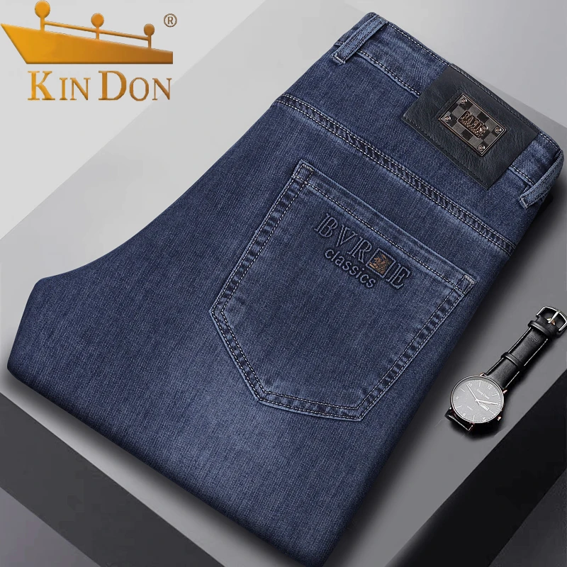 金盾商务休闲男士牛仔裤弹力直筒2025春夏新款宽松百搭抗皱长裤男