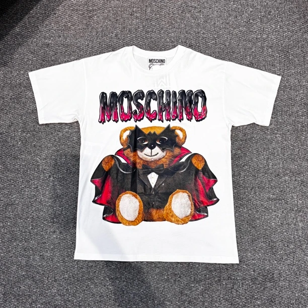 99新 Moschino/莫斯奇诺 白色蝙蝠熊T恤男女同款S码2781