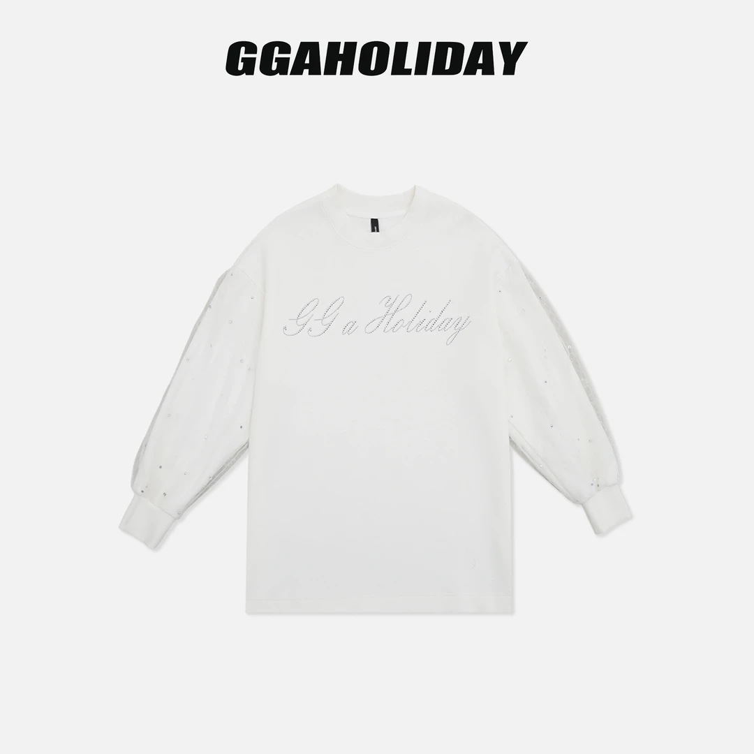 【上新】GGAHOLIDAY秋季时尚宽松简约百搭白色打底长袖卫衣-153016
