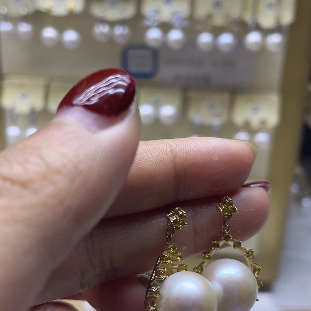 耳饰银S925镶嵌海水珍珠