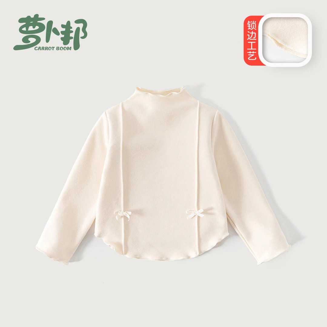 D1733女童冬装长袖T恤内搭2025新款女孩半高领薄绒保暖打底衫