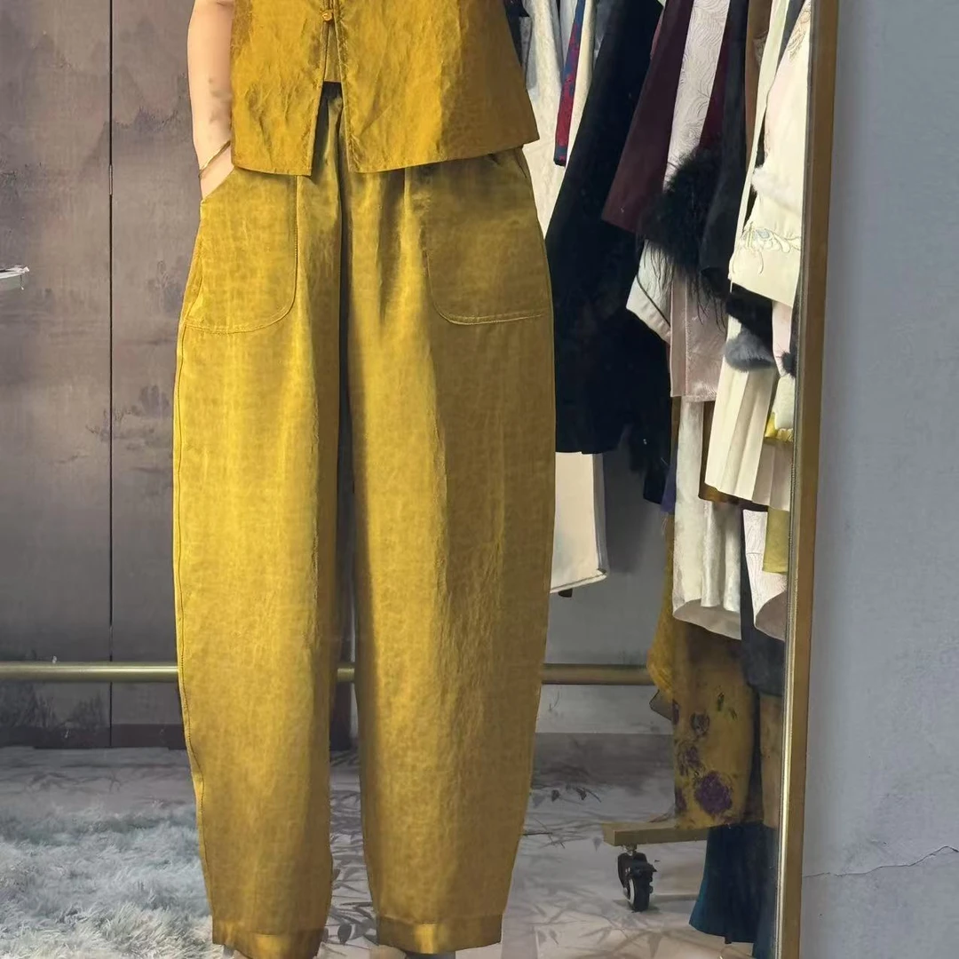 100桑蚕丝！稀有金龟缎香蕉裤