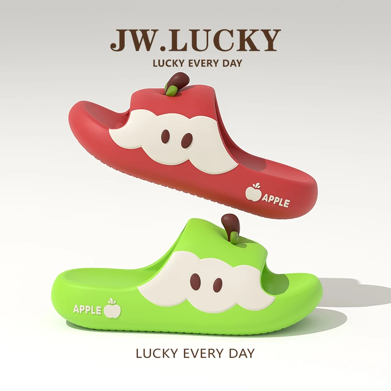 苹果拖鞋女夏2025新品ins个性卡通可爱居家舒适情侣厚底宿舍凉拖