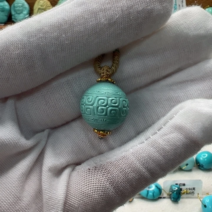 绿松石未镶嵌回纹珠14.7mm