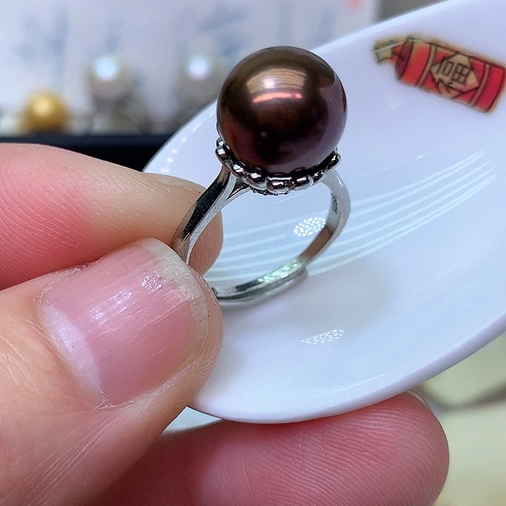 银S925镶嵌耳饰淡水珍珠