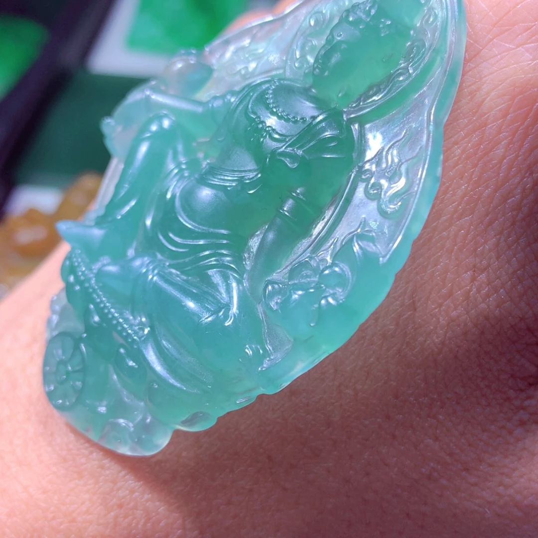 定制翡翠未镶嵌天然翡翠A货毛货挂件