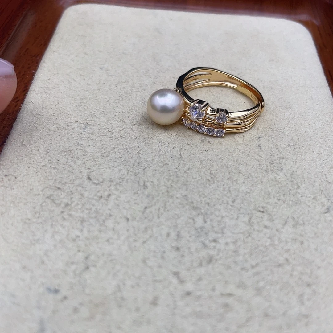 海水珍珠银S925镶嵌戒指